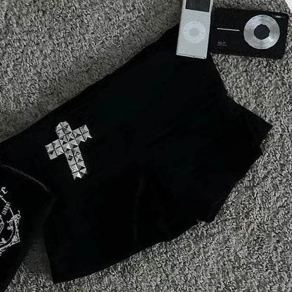low rise black mini y2K viral shorts