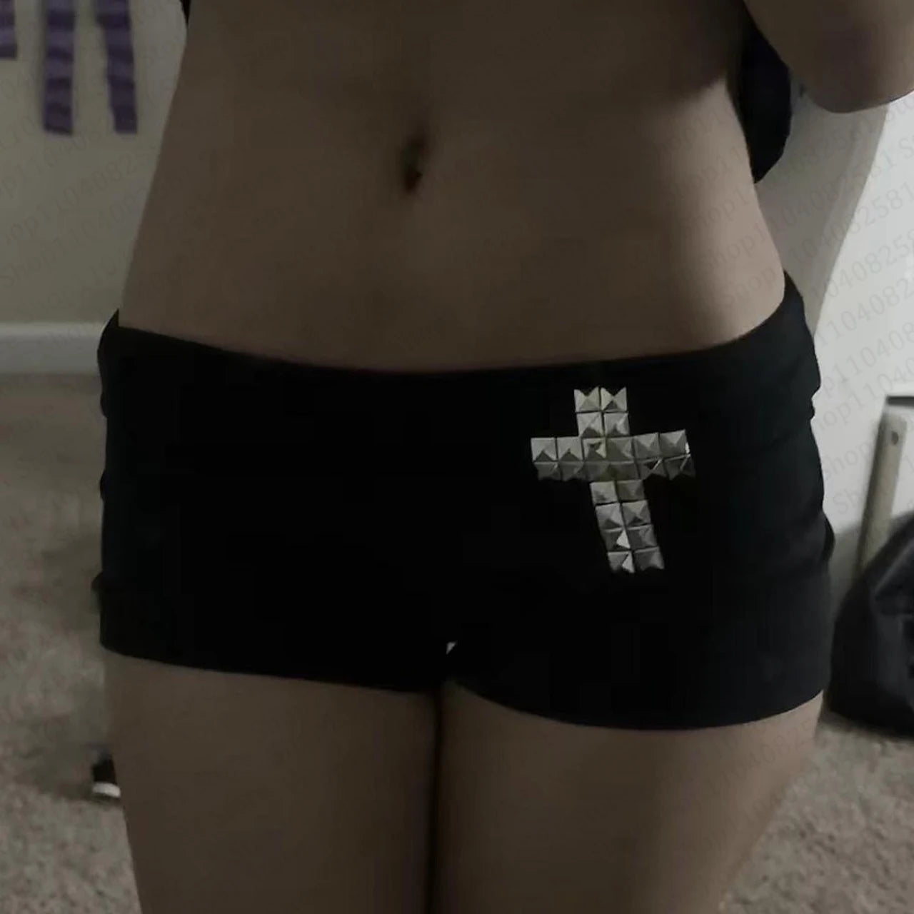 low rise black mini y2K viral shorts