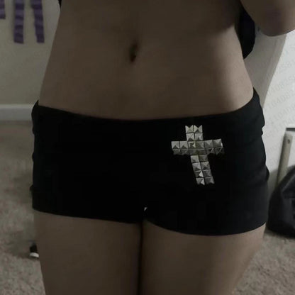 low rise black mini y2K viral shorts