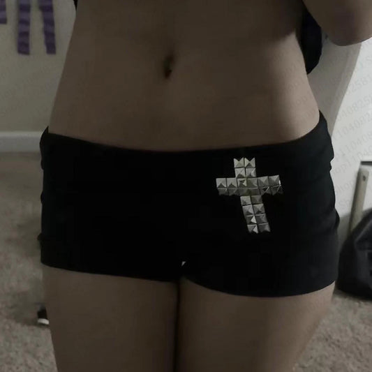 low rise black mini y2K viral shorts
