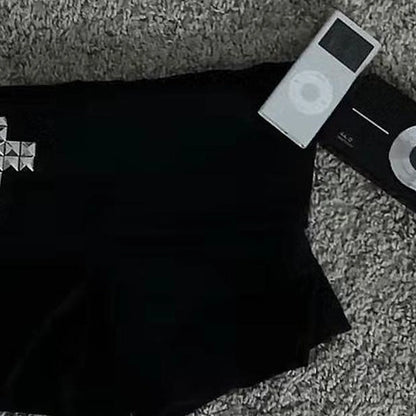 low rise black mini y2K viral shorts