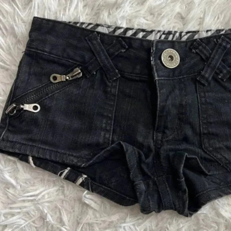 trendy low rise black y2K viral comfy shorts